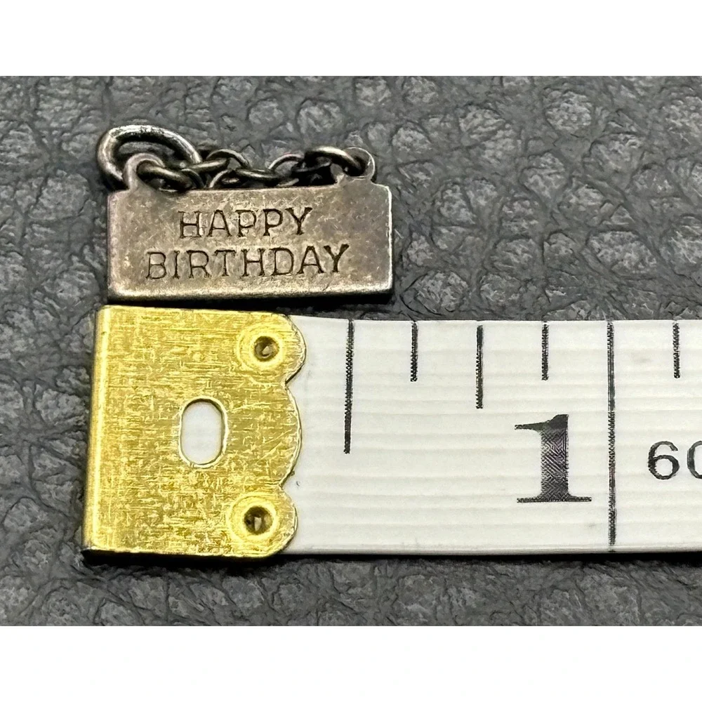 Wells Sterling Silver Happy Birthday Banner Dangle Charm Or Pendant Vintage